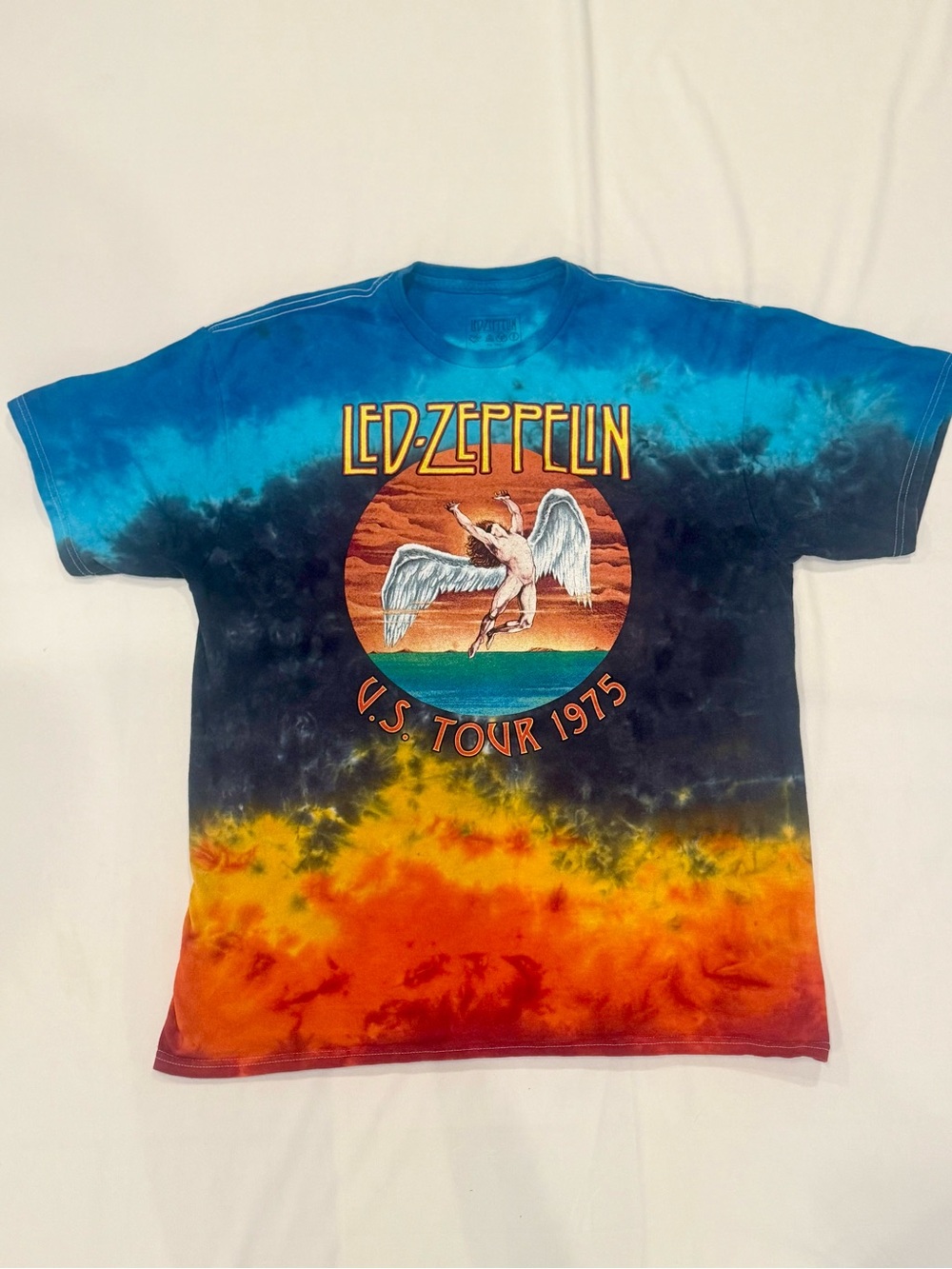 Led Zepplin US Tour 1975 Icarus Tie Die T Shirt Size Large Band Tee Classic Rock
